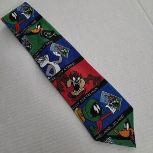Vintage 1997 Looney Toons, Daffy, Bugs, Taz, and Marvin Stamp Collection Tie